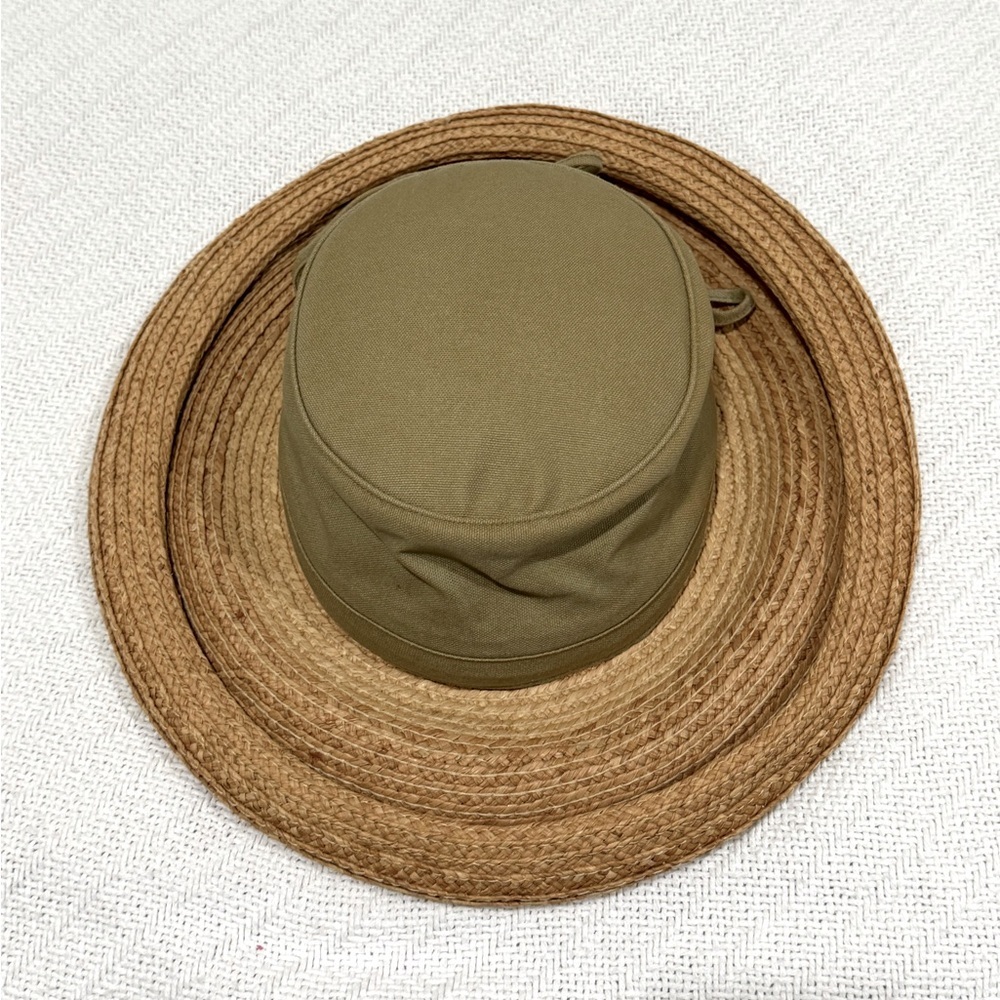 Scala Collection Straw/Canvas Hat Slight Discolor… - image 1